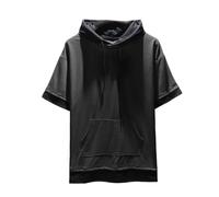Maglietta a maniche corte da uomo a maniche corte, tinta unita, maglietta a maniche corte, casual, ampia, grande tasca, mezza manica, per interni, esterni, passeggiate, sport, vita quotidiana, Nero
