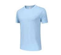 Maglietta a maniche corte da uomo, alla moda, casual, classica, comoda, a maglia, con personalità, alla moda, per il tempo libero, per lo sport, per la città, lo shopping, O celeste, XL