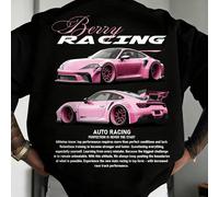 Maglietta a maniche corte da uomo alla moda e versatile con stampa di elementi della cultura automobilistica L,M,S,XL,XS,XXLGrafico,LetterePoliestere