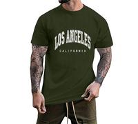 Maglietta a maniche corte da uomo, alla moda, leggera, con lettere, comoda e casual, a maniche corte, alla moda, hip hop, estiva, per streetwear e tutti i giorni, O verde dell'esercito, XXL