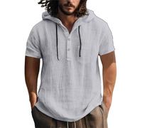 Maglietta a maniche corte da uomo camicetta basic New Europe and The States Camicia in cotone e lino maglione a maniche corte primavera ed estate casual da uomo top da spiaggia per sport indoor