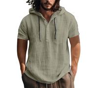 Maglietta a maniche corte da uomo camicetta basic New Europe and The States Camicia in cotone e lino maglione a maniche corte primavera ed estate casual da uomo top da spiaggia per sport indoor