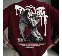 Maglietta a maniche corte da uomo casual e versatile, con stampa minimalista di scultura angelica e ritratto scuro L,M,S,XL,XS,XXLAnimale,Ritratto,LetterePoliestere