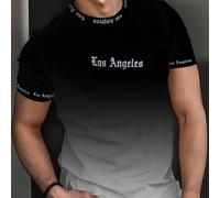 Maglietta a maniche corte da uomo con design alla moda, stampa a gradiente del logo di Los Angeles, collo tondo, estiva a maniche corte L,M,S,XL,XXLsloganPoliestere