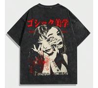 Maglietta a maniche corte da uomo con grafica di figura stile wok, adatta per uso quotidiano in primavera ed estate, per la scuola, stile anni 2000 L,M,S,XL,XXLAnimale,Ritratto,LettereCotone