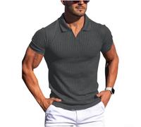 Maglietta a maniche corte da uomo con scollo a V, tinta unita, per l'estate e il tempo libero, materiale leggero, effetto floccato, disponibile nelle taglie dalla S alla 3XL, maglietta da uomo a