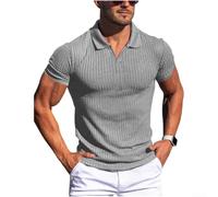 Maglietta a maniche corte da uomo con scollo a V, tinta unita, per l'estate e il tempo libero, materiale leggero, effetto floccato, disponibile nelle taglie dalla S alla 3XL, maglietta da uomo a