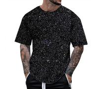 Maglietta a maniche corte da uomo con stampa 3D con paillettes e stile moderno, due capi casual, ideale per l'uso quotidiano e occasioni speciali