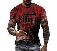 Maglietta a maniche corte da uomo con stampa a forma di sanguinamento di Halloween da uomo, con scritta "Horror", con scritta "Blood", maglietta "Horror", con scritta in lingua inglese "Top Zombie