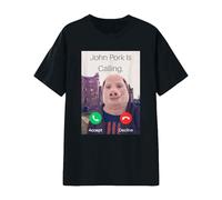 Maglietta a maniche corte da uomo con stampa a lettere John Pork is Calling Shirt unisex creativa T Shirt Drole Brutto I Love Tshirt oversize Sport Casual Ete Top Grande Vita Alto Girocollo, #01-Nero