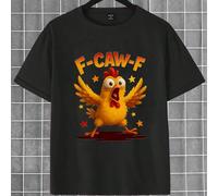 maglietta a maniche corte da uomo con stampa grafica creativa e alla moda di pollo a forma di stella, adatta stile di strada, versatile e confortevole, per tutte le stagioni L,M,S,XL,XXLHalloweenTessu