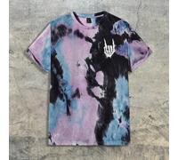 Maglietta a maniche corte da uomo con stampa mano scheletro tie-dye, di moda, adatta per uscire, per gli amici, influenza streetwear Avvertenza: A causa del processo di tintura specializzata ogni indu