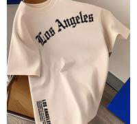 maglietta a maniche corte da uomo con stampa personalizzata dello slogan di Los Angeles, comoda e traspirante, adatta per l'estate, alla moda L,M,S,XL,XS,XXL,XXSLetterePoliestere