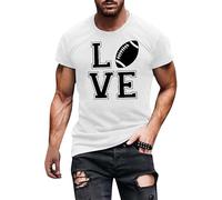 Maglietta a maniche corte da uomo, morbida, casual e alla moda, motivo lettera d'amore, maniche corte, girocollo, per interni, esterni, passeggiate, sport, vita quotidiana, bianco, XL
