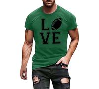 Maglietta a maniche corte da uomo, morbida, casual e alla moda, motivo lettera d'amore, maniche corte, girocollo, per interni, esterni, passeggiate, sport, vita quotidiana, Verde, XXL