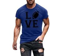 Maglietta a maniche corte da uomo, morbida, casual e alla moda, motivo lettera d'amore, maniche corte, girocollo, per interni, esterni, passeggiate, sport, vita quotidiana, Blu, XXL