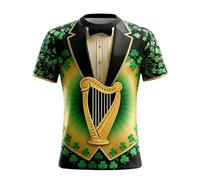 Maglietta a maniche corte da uomo verde per San Patrizio - Maglietta con stampa 3D Blazer per 17 marzo - Maglietta St Patrick Irlanda girocollo - Top Festivo e traspirante casual per sport, 10-verde