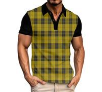 Maglietta a maniche corte da uomo, vestibilità aderente, con risvolto estivo, stampa digitale 3D, traspirante, casual, per vacanze, per sport al chiuso e all'aperto, vita quotidiana, Giallo, L