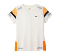 Maglietta a Maniche Corte Donna Brooks Run Visible 2.0 Bianca Arancione, Taglia XS.