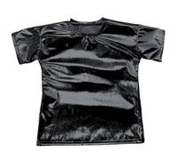 Maglietta a maniche corte elasticizzata, lucida, per bambini, come abbigliamento casual, abbigliamento coro, in tinta unita, Nero , 6-7 Anni