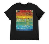 Maglietta a maniche corte in cotone con stampa divertente di pittori post-impressionisti Van Gogh, per gli amanti dell'umorismo, Nero , L