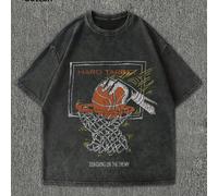 Maglietta a maniche corte in cotone lavato stile urban per uomo taglia oversize, con stampe di Youngboy Never Broke Again, Friends TV, anime, Romwe, Ognissanti e versatile, stile Y2K, adatta per uso q