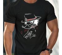 Maglietta a maniche corte in cotone puro da 220 g/m² con scollo rotondo, motivo del personaggio D. Ace dall'anime One Piece, adatta per l'estate (1 pezzo) T-shirt da uomo a maniche corte e scollo tond