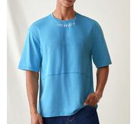 Maglietta a maniche corte in maglia casual da uomo con stampa inglese sciolta, alla moda, da indossare tutti i giorni L,M,S,XL,XXLLettereTessuto in maglia