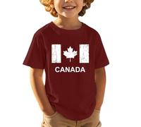 Maglietta a Maniche Corte per Bambini, Casual, Comoda e alla Moda, Sportiva, con Stampa a Foglia d'Acero, per la Festa Nazionale Canadese Europea, Giorno dell'indipendenza113