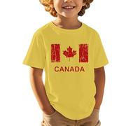 Maglietta a Maniche Corte per Bambini, Casual, Comoda e alla Moda, Sportiva, con Stampa a Foglia d'Acero, per la Festa Nazionale Canadese Europea, Giorno dell'indipendenza113