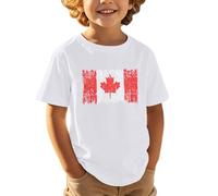 Maglietta a Maniche Corte per Bambini, Casual, Comoda e alla Moda, Sportiva, con Stampa a Foglia d'Acero, per la Festa Nazionale Canadese Europea, Giorno dell'indipendenza114