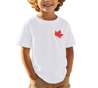 Maglietta a Maniche Corte per Bambini, Casual, Comoda e alla Moda, Sportiva, con Stampa a Foglia d'Acero, per la Festa Nazionale Canadese Europea, Giorno dell'indipendenza110