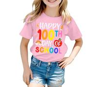 Maglietta a maniche corte per bambini da 3 a 10 anni, comoda e traspirante, per il tempo libero, 1-rosa, 12-13 Anni
