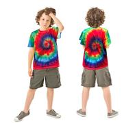 Maglietta a maniche corte per bambini da 3 a 12 anni, hippie, a girocollo, a maniche corte, arcobaleno