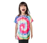 Maglietta a maniche corte per bambini da 3 a 12 anni, hippie, a girocollo, a maniche corte, arcobaleno