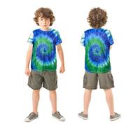 Maglietta a maniche corte per bambini da 3 a 12 anni, hippie, a girocollo, a maniche corte, arcobaleno