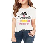Maglietta a maniche corte per e ragazze in primavera e stampa 2D personalizzata "". Girocollo, confortevole, casual, manica corta manica lunga ragazza 128 p., bianco, 6-7 Jahre