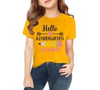 Maglietta a maniche corte per e ragazze in primavera e stampa 2D personalizzata "". Girocollo, confortevole, casual, manica corta manica lunga ragazza 128 p., giallo., 3-4 Jahre
