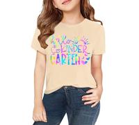Maglietta a maniche corte per e ragazze in primavera, e stampa 2D personalizzata "". Girocollo, confortevole, casual, manica corta Personalizzato Body 1, beige., 8-9 Jahre