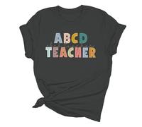 Maglietta a maniche corte per insegnante, insegna a scuola con scritta "Teach Them to Teach Kindness of School", Grigio, L