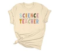 Maglietta a maniche corte per insegnante, insegna a scuola con scritta "Teach Them to Teach Kindness of School", Beige, M