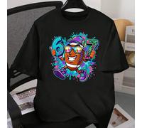 Maglietta a maniche corte per ragazzi pre-adolescenti, casual, alla moda, comoda, minimalista, con stampa divertente e personalizzata di un fumetto di un pallone da calcio con il numero "67" e lettere