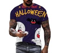 Maglietta a maniche corte slim fit da uomo alla moda casual da uomo Halloween con stampa 3D a maniche corte per sport indoor outdoor vita quotidiana, Nero , M