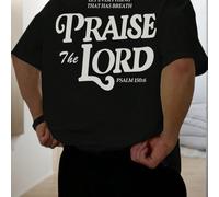 Maglietta a maniche corte versatile e minimalista con stampa di elementi, tema del Salmo biblico, per uomo Zrgoth L,M,S,XL,XS,XXLLetterePoliestere