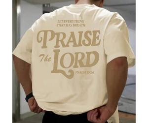 Maglietta a maniche corte versatile e minimalista con stampa di elementi, tema del Salmo biblico, per uomo Zrgoth L,M,S,XL,XS,XXLLetterePoliestere