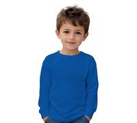Maglietta a maniche lunghe 100% cotone per bambini - Maglietta da cappotto per il freddo in colori, confortevole, morbida, liscia ed elegante, blu, 8 Anni