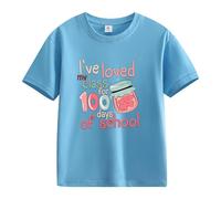 Maglietta a maniche lunghe a maniche lunghe, blu scuro, modello Spring and Autumn New Fashionable Cute Print Comfortable Version of The Girls Stampato, maglietta a maniche lunghe, Celeste., 10-11Years