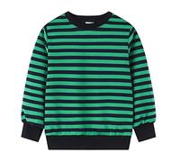 Maglietta a maniche lunghe, casual, a righe, per bambini e ragazzi, verde, 4-5 Anni