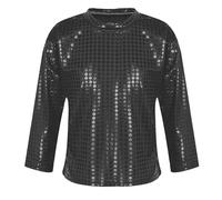 Maglietta a maniche lunghe con lustrini, da ballo, hip hop, top danza, moderno, jazz, discoteca brillante, con lustrini, carnevale, travestimento, abbigliamento per prestazioni 2-19 anni, Le Noir, 5-6