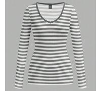 Maglietta a maniche lunghe con scollo a V a righe nere e grigie, adatta per donne, Ognissanti, Goth, Punk, stile Y2K, Streetwear, Vintage, Back to School, vintage, Casual, Autunno/Inverno, Hip-Hop, St